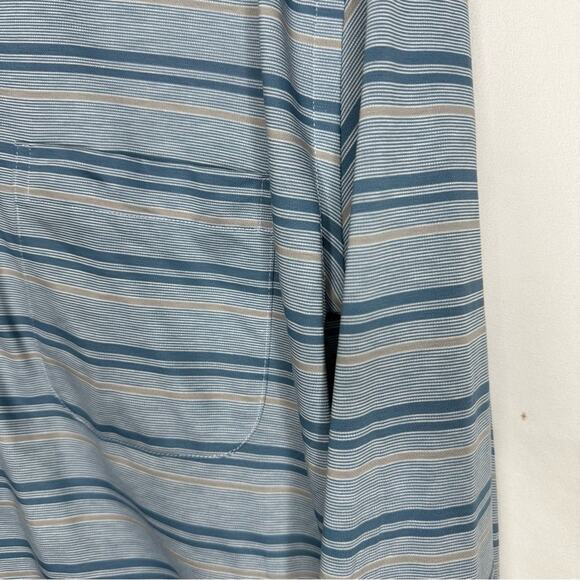 ALTON LANE Walker Oxford Blue Stripe Knit Button Up Shirt NWT in Size Large - Picture 3 of 5